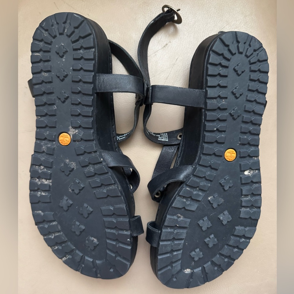 Timberland Black Leather Strapy Women’s Sandals Size 7 M - Picture 8 of 9